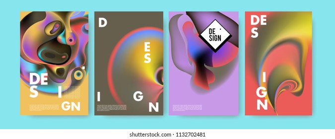 Abstract colorful liquid and curvy colors background for poster design. Blue, yellow, red, orange, pink and green. Vector banner poster template in Eps10.
