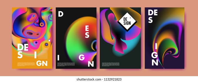 Abstract colorful liquid and curvy colors background for poster design. Blue, yellow, red, orange, pink and green. Vector banner poster template in Eps10.