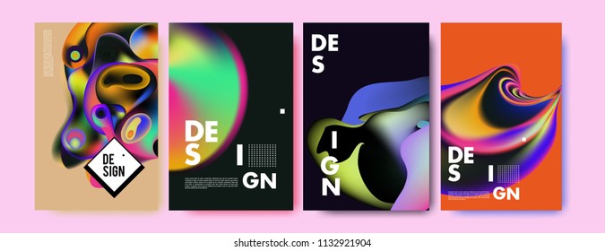 Abstract colorful liquid and curvy colors background for poster design. Blue, yellow, red, orange, pink and green. Vector banner poster template in Eps10.