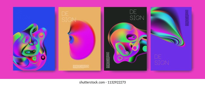 Abstract colorful liquid and curvy colors background for poster design. Blue, yellow, red, orange, pink and green. Vector banner poster template in Eps10.
