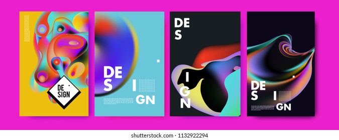 Abstract colorful liquid and curvy colors background for poster design. Blue, yellow, red, orange, pink and green. Vector banner poster template in Eps10.
