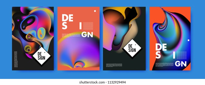 Abstract colorful liquid and curvy colors background for poster design. Blue, yellow, red, orange, pink and green. Vector banner poster template in Eps10.
