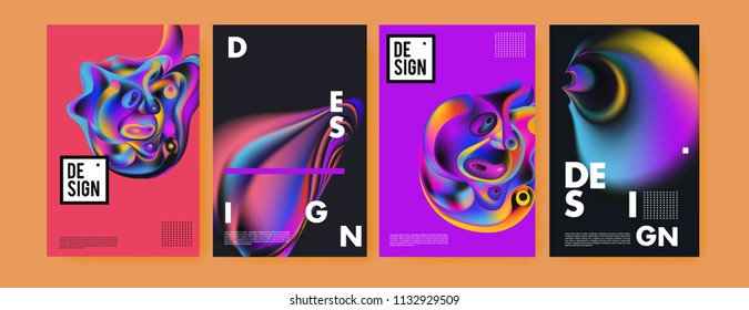 Abstract colorful liquid and curvy colors background for poster design. Blue, yellow, red, orange, pink and green. Vector banner poster template in Eps10.
