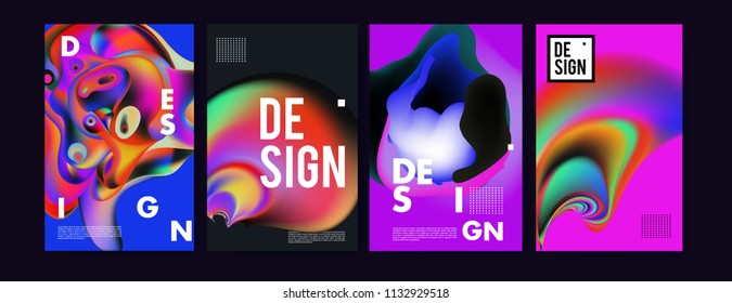 Abstract colorful liquid and curvy colors background for poster design. Blue, yellow, red, orange, pink and green. Vector banner poster template in Eps10.
