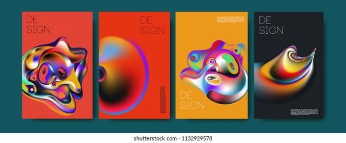 Abstract colorful liquid and curvy colors background for poster design. Blue, yellow, red, orange, pink and green. Vector banner poster template in Eps10.
