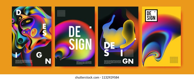 Abstract colorful liquid and curvy colors background for poster design. Blue, yellow, red, orange, pink and green. Vector banner poster template in Eps10.
