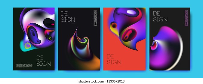 Abstract colorful liquid and curvy colors background for poster design. Blue, yellow, red, orange, pink and green. Vector banner poster template in Eps10.
