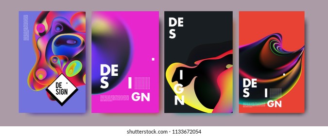 Abstract colorful liquid and curvy colors background for poster design. Blue, yellow, red, orange, pink and green. Vector banner poster template in Eps10.
