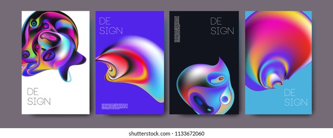 Abstract colorful liquid and curvy colors background for poster design. Blue, yellow, red, orange, pink and green. Vector banner poster template in Eps10.
