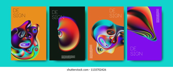 Abstract colorful liquid and curvy colors background for poster design. Blue, yellow, red, orange, pink and green. Vector banner poster template in Eps10.
