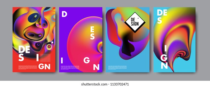 Abstract colorful liquid and curvy colors background for poster design. Blue, yellow, red, orange, pink and green. Vector banner poster template in Eps10.
