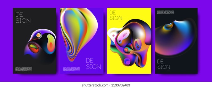 Abstract colorful liquid and curvy colors background for poster design. Blue, yellow, red, orange, pink and green. Vector banner poster template in Eps10.
