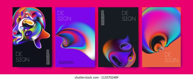 Abstract colorful liquid and curvy colors background for poster design. Blue, yellow, red, orange, pink and green. Vector banner poster template in Eps10.
