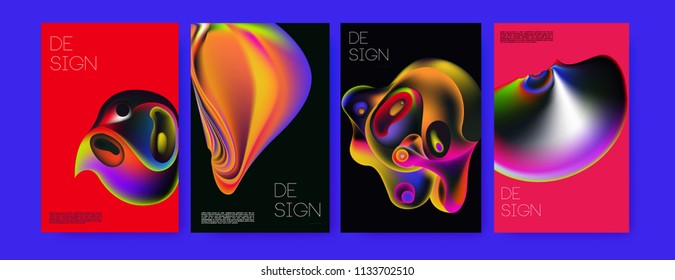 Abstract colorful liquid and curvy colors background for poster design. Blue, yellow, red, orange, pink and green. Vector banner poster template in Eps10.
