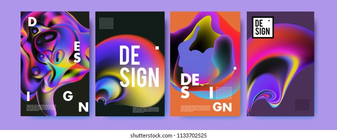 Abstract colorful liquid and curvy colors background for poster design. Blue, yellow, red, orange, pink and green. Vector banner poster template in Eps10.
