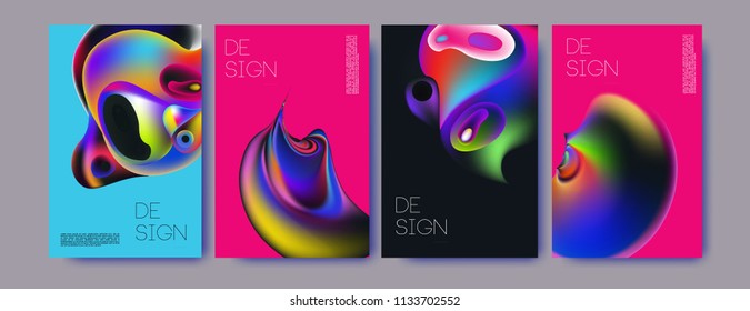 Abstract colorful liquid and curvy colors background for poster design. Blue, yellow, red, orange, pink and green. Vector banner poster template in Eps10.
