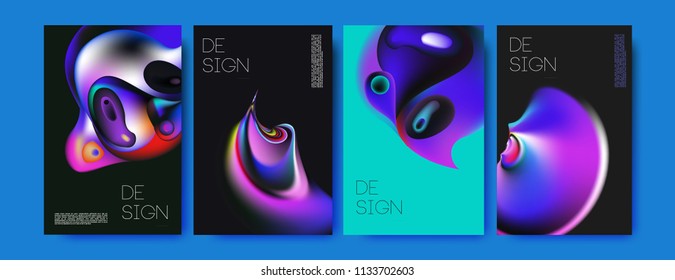 Abstract colorful liquid and curvy colors background for poster design. Blue, yellow, red, orange, pink and green. Vector banner poster template in Eps10.
