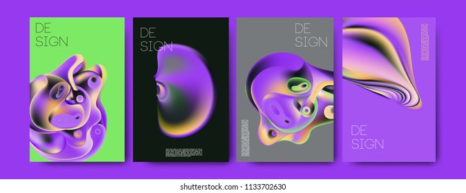 Abstract colorful liquid and curvy colors background for poster design. Blue, yellow, red, orange, pink and green. Vector banner poster template in Eps10.
