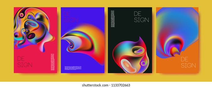 Abstract colorful liquid and curvy colors background for poster design. Blue, yellow, red, orange, pink and green. Vector banner poster template in Eps10.

