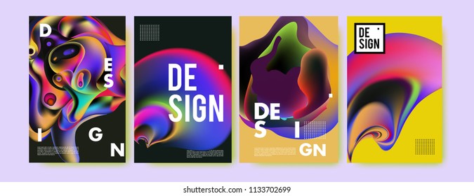 Abstract colorful liquid and curvy colors background for poster design. Blue, yellow, red, orange, pink and green. Vector banner poster template in Eps10.
