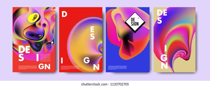 Abstract colorful liquid and curvy colors background for poster design. Blue, yellow, red, orange, pink and green. Vector banner poster template in Eps10.
