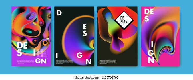 Abstract colorful liquid and curvy colors background for poster design. Blue, yellow, red, orange, pink and green. Vector banner poster template in Eps10.
