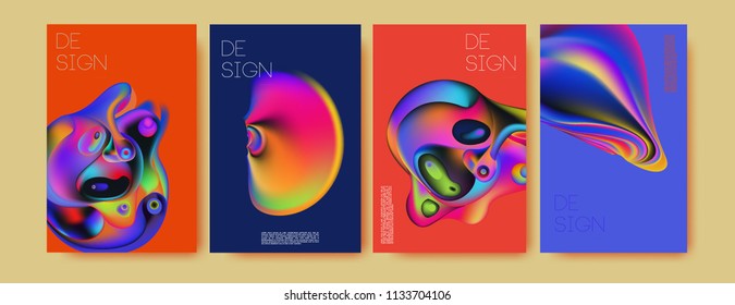 Abstract colorful liquid and curvy colors background for poster design. Blue, yellow, red, orange, pink and green. Vector banner poster template in Eps10.
