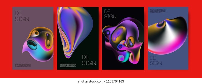 Abstract colorful liquid and curvy colors background for poster design. Blue, yellow, red, orange, pink and green. Vector banner poster template in Eps10.

