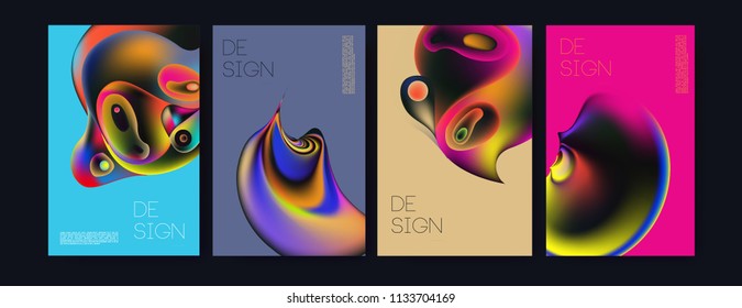 Abstract colorful liquid and curvy colors background for poster design. Blue, yellow, red, orange, pink and green. Vector banner poster template in Eps10.
