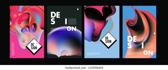 Abstract colorful liquid and curvy colors background for poster design. Blue, yellow, red, orange, pink and green. Vector banner poster template in Eps10.
