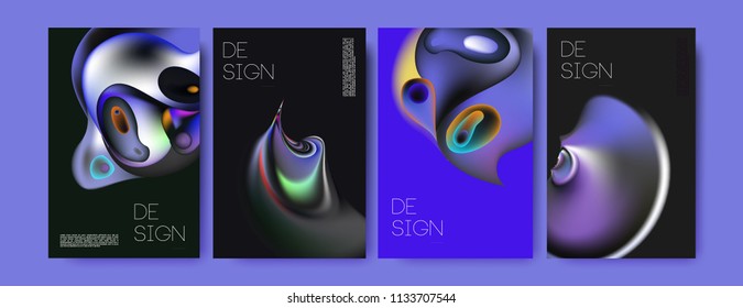Abstract colorful liquid and curvy colors background for poster design. Blue, yellow, red, orange, pink and green. Vector banner poster template in Eps10.
