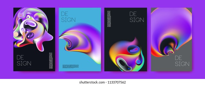 Abstract colorful liquid and curvy colors background for poster design. Blue, yellow, red, orange, pink and green. Vector banner poster template in Eps10.
