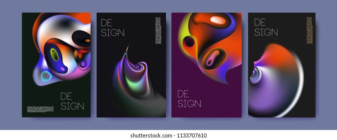 Abstract colorful liquid and curvy colors background for poster design. Blue, yellow, red, orange, pink and green. Vector banner poster template in Eps10.

