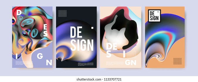 Abstract colorful liquid and curvy colors background for poster design. Blue, yellow, red, orange, pink and green. Vector banner poster template in Eps10.
