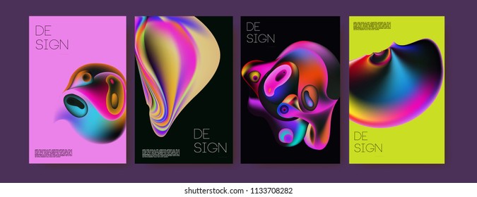 Abstract colorful liquid and curvy colors background for poster design. Blue, yellow, red, orange, pink and green. Vector banner poster template in Eps10.

