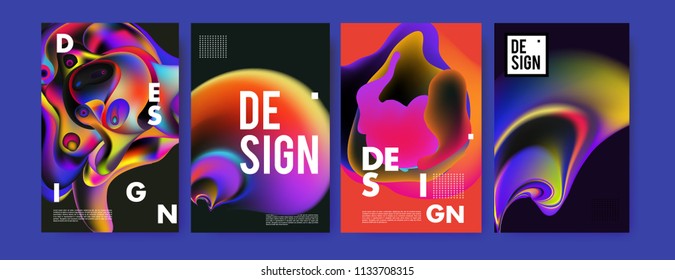 Abstract colorful liquid and curvy colors background for poster design. Blue, yellow, red, orange, pink and green. Vector banner poster template in Eps10.
