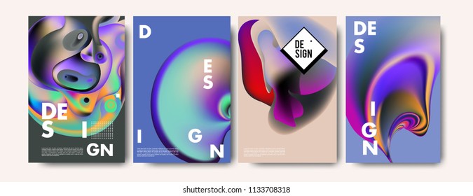 Abstract colorful liquid and curvy colors background for poster design. Blue, yellow, red, orange, pink and green. Vector banner poster template in Eps10.

