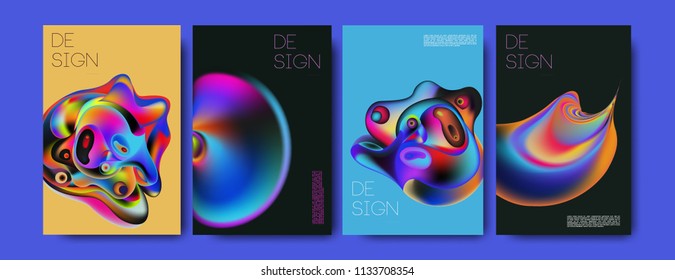 Abstract colorful liquid and curvy colors background for poster design. Blue, yellow, red, orange, pink and green. Vector banner poster template in Eps10.
