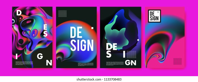 Abstract colorful liquid and curvy colors background for poster design. Blue, yellow, red, orange, pink and green. Vector banner poster template in Eps10.
