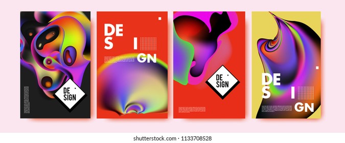 Abstract colorful liquid and curvy colors background for poster design. Blue, yellow, red, orange, pink and green. Vector banner poster template in Eps10.
