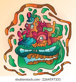Abstract Colorful liquid and curvy covers set. Bubble shapes cartoon character composition. Trendy retro toy design.
