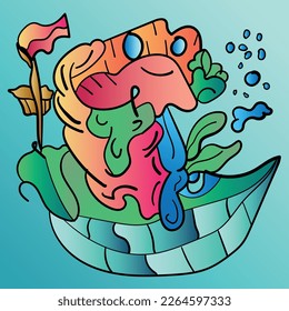 Abstract Colorful liquid and curvy covers set. Bubble shapes cartoon character composition. Trendy retro toy design.

