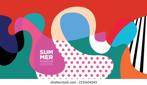 Abstract colorful liquid and curvy geometric summer background for banner