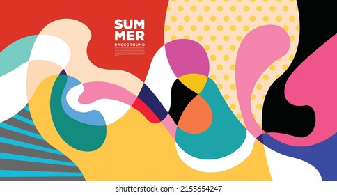 Abstract colorful liquid and curvy geometric summer background for banner