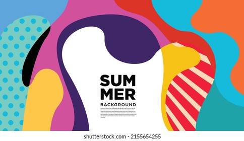 Abstract colorful liquid and curvy geometric summer background for banner