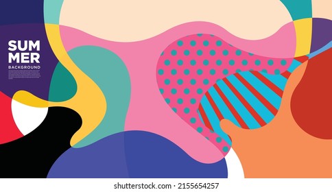 Abstract colorful liquid and curvy geometric summer background for banner