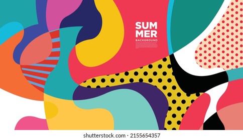Abstract colorful liquid and curvy geometric summer background for banner