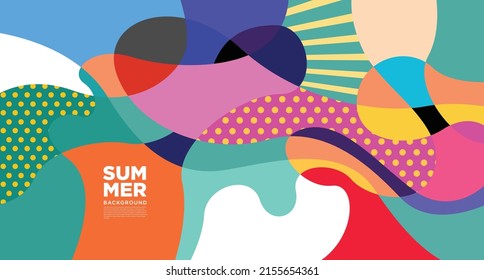 Abstract colorful liquid and curvy geometric summer background for banner
