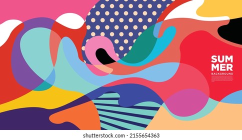 Abstract colorful liquid and curvy geometric summer background for banner