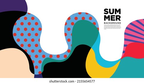 Abstract colorful liquid and curvy geometric summer background for banner